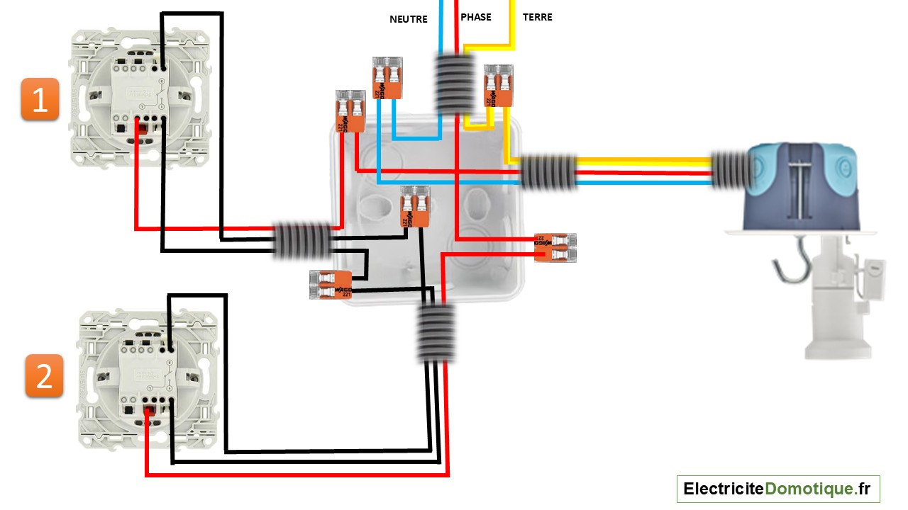 Montage va et vient avec une boite de dérivation