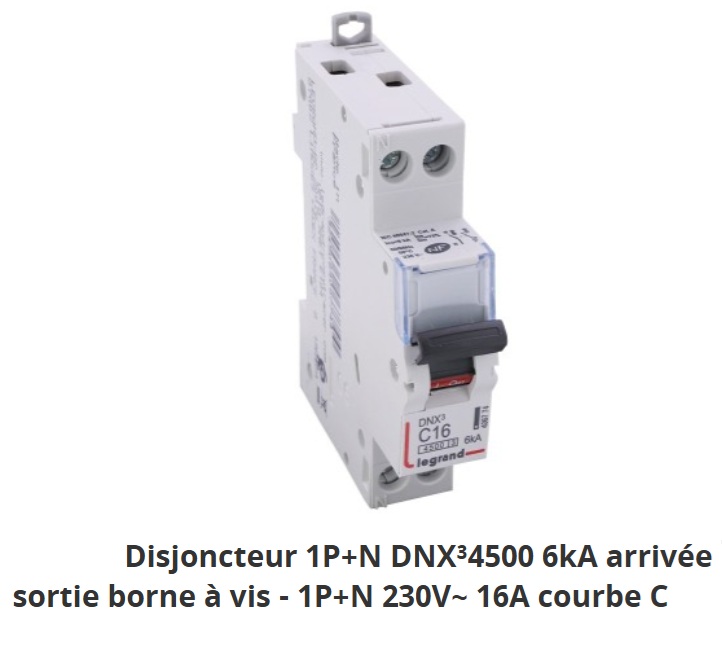 Disjoncteur 1P+N 16 A courbe C